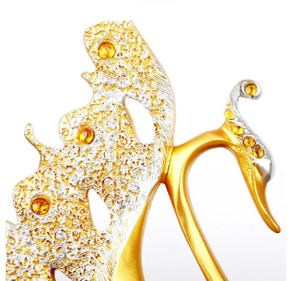 LIANNA Schwan Deko Statue Set 2 Stück Gelb/Gold Harz - Bild 5