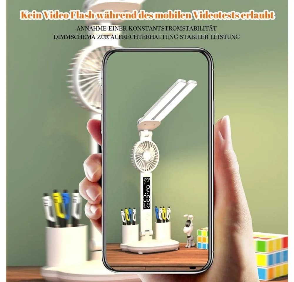 LIANNA LED Schreibtischlampe 4-in-1 mit Ventilator, Uhr & Dimmfunktion - Bild 4