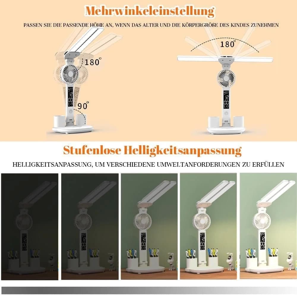 LIANNA LED Schreibtischlampe 4-in-1 mit Ventilator, Uhr & Dimmfunktion - Bild 5