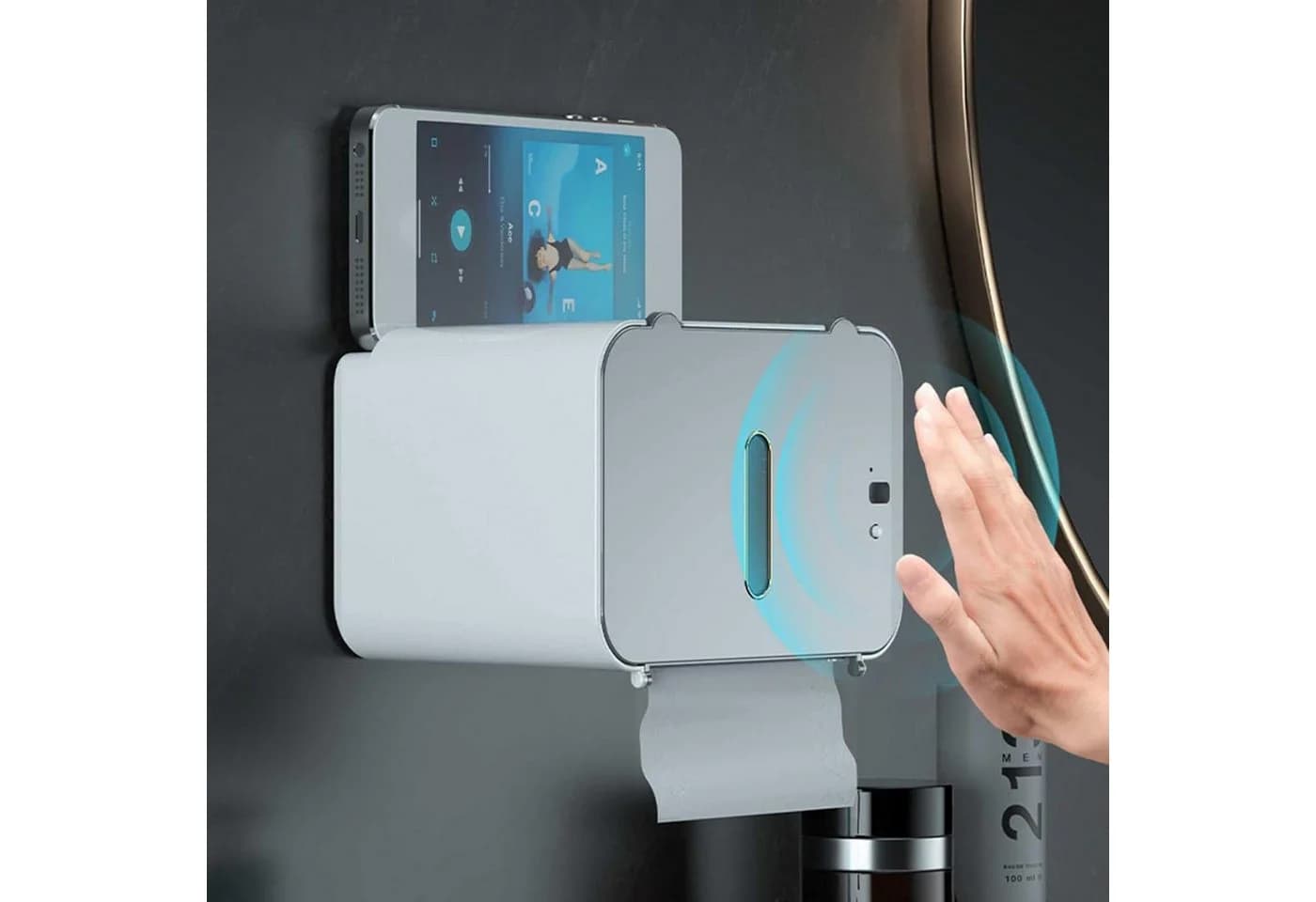 Lianna Berührungsloser Toilettenpapierhalter mit Sensor, USB-Akku