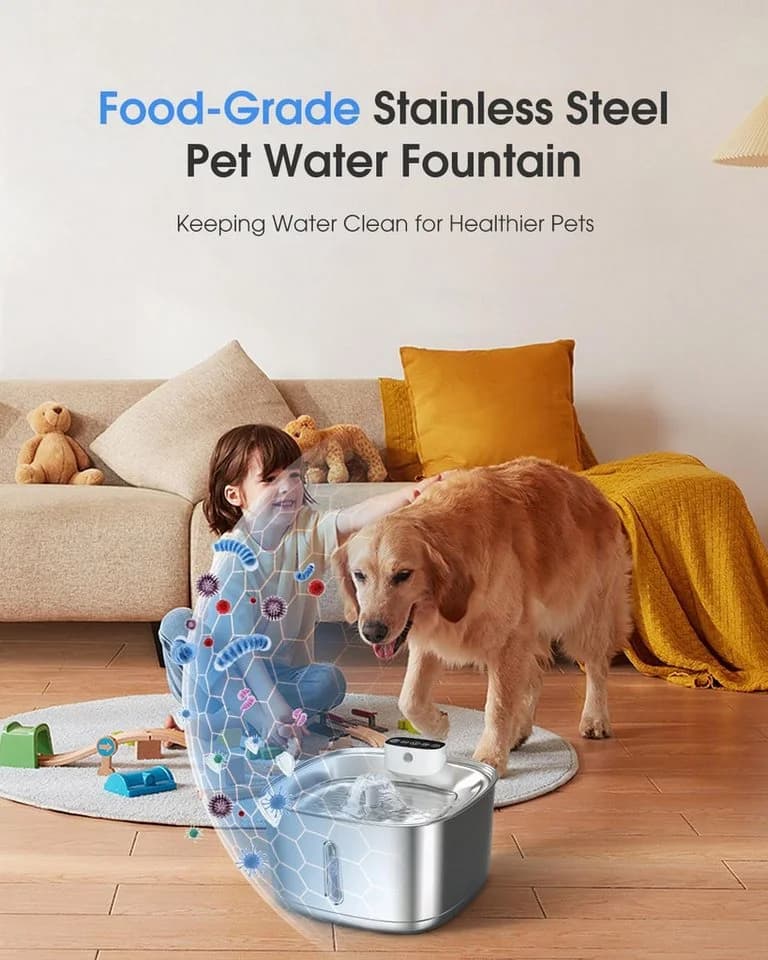LIANNA Edelstahl Trinkbrunnen Katze Hund Kabellos Sensor 3,2L