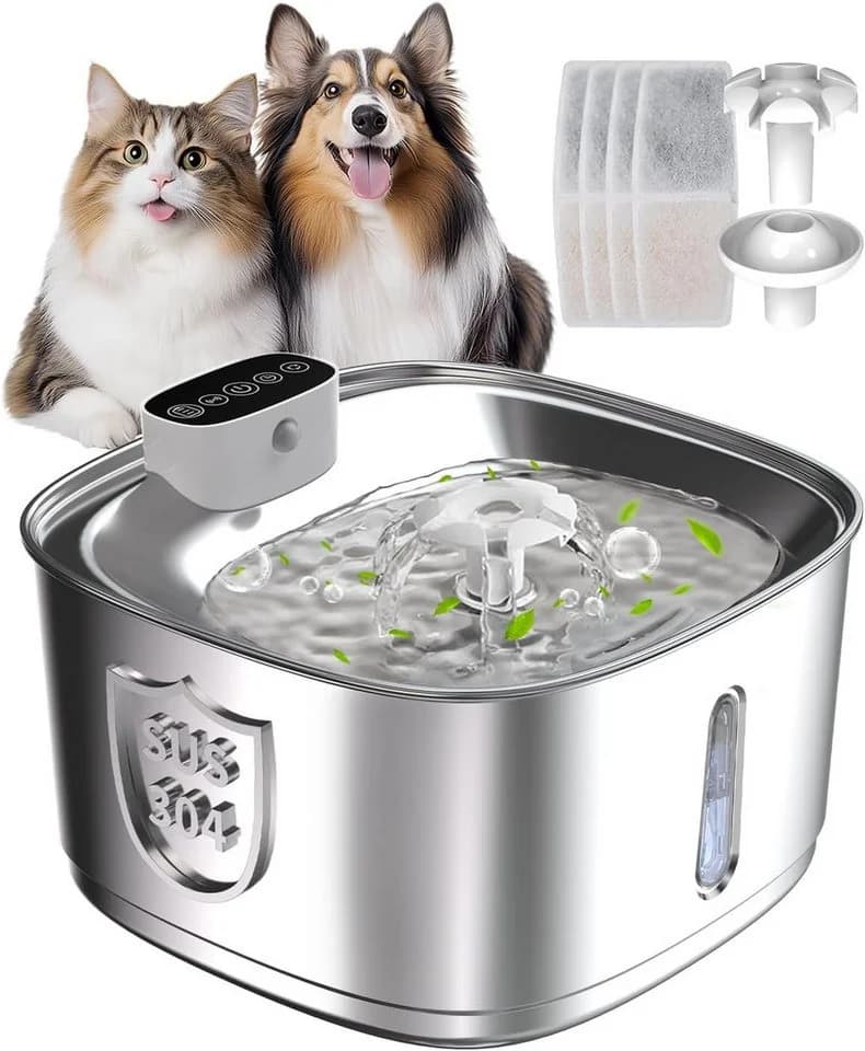 LIANNA Edelstahl Trinkbrunnen Katze Hund Kabellos Sensor 3,2L - Bild 2