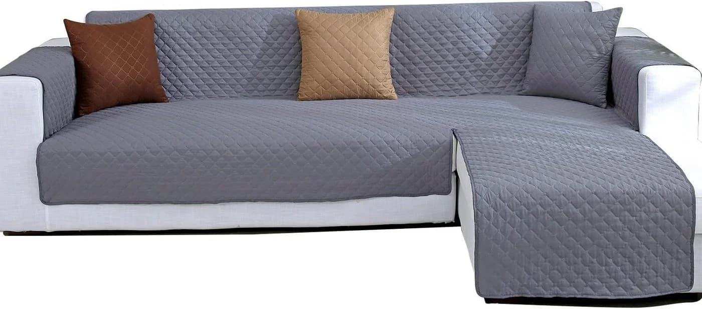 LIANNA Gesteppter Sofahusse wasserabweisend für L-Sofa Grau - Bild 2