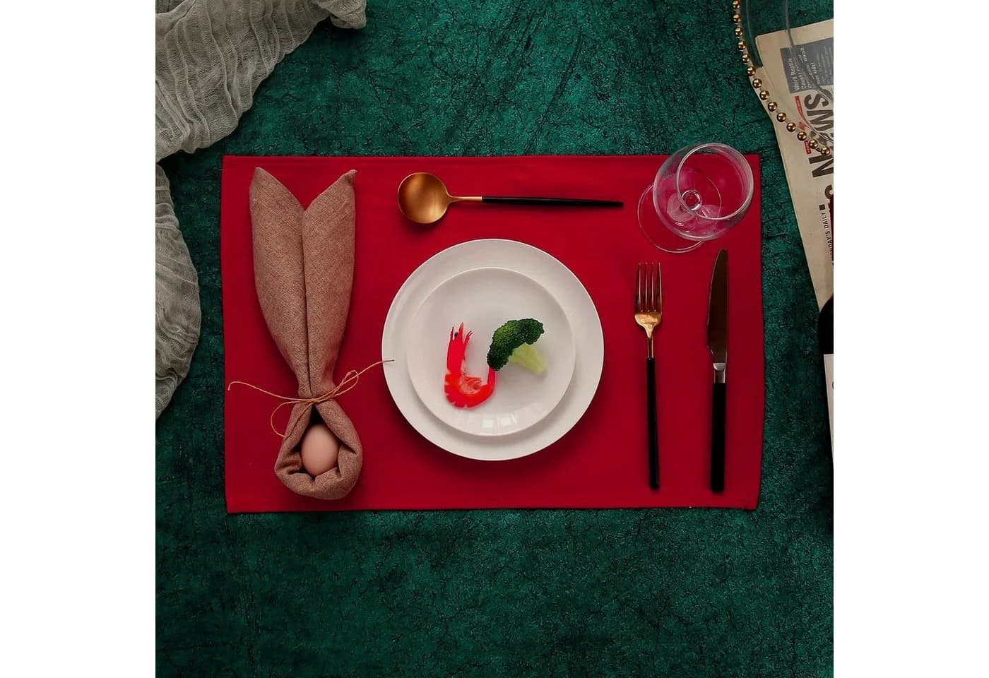 Vivi Idee Platzset 4er/6er 100% Baumwolle Rot Abwaschbar