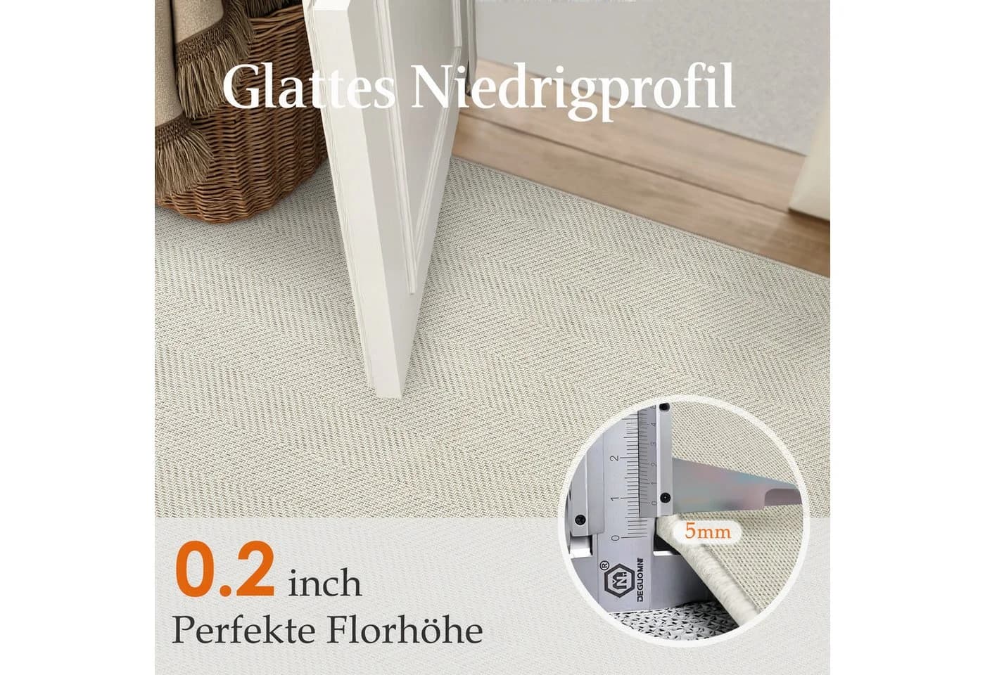 PURECOZY Juteteppich Karomuster Beige Wetterfest - Bild 4