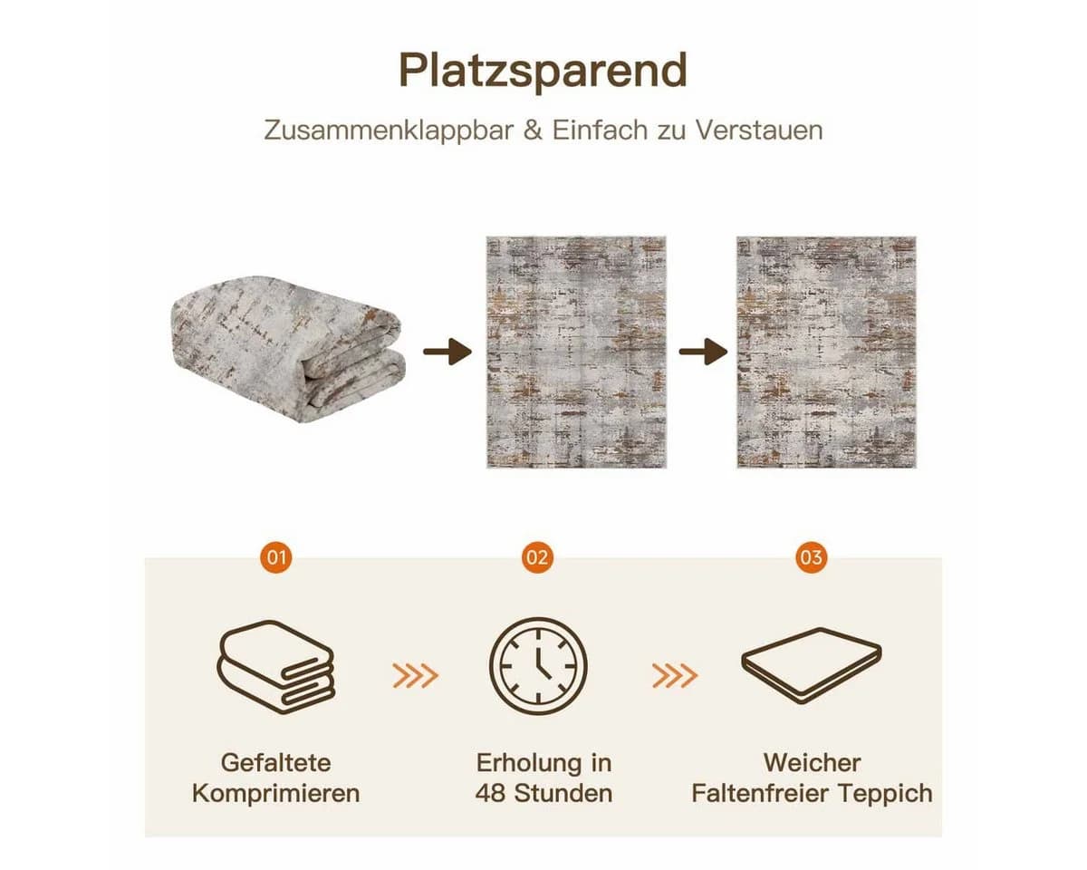 PURECOZY Teppich Braun Abstrakt Stil Rutschfest Mikrofaser - Bild 3