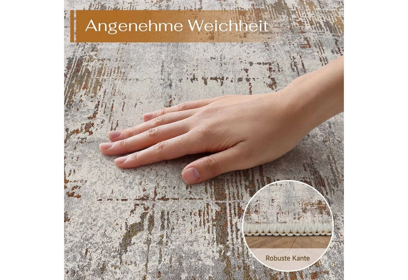 PURECOZY Teppich Braun Abstrakt Stil Rutschfest Mikrofaser - Bild 4