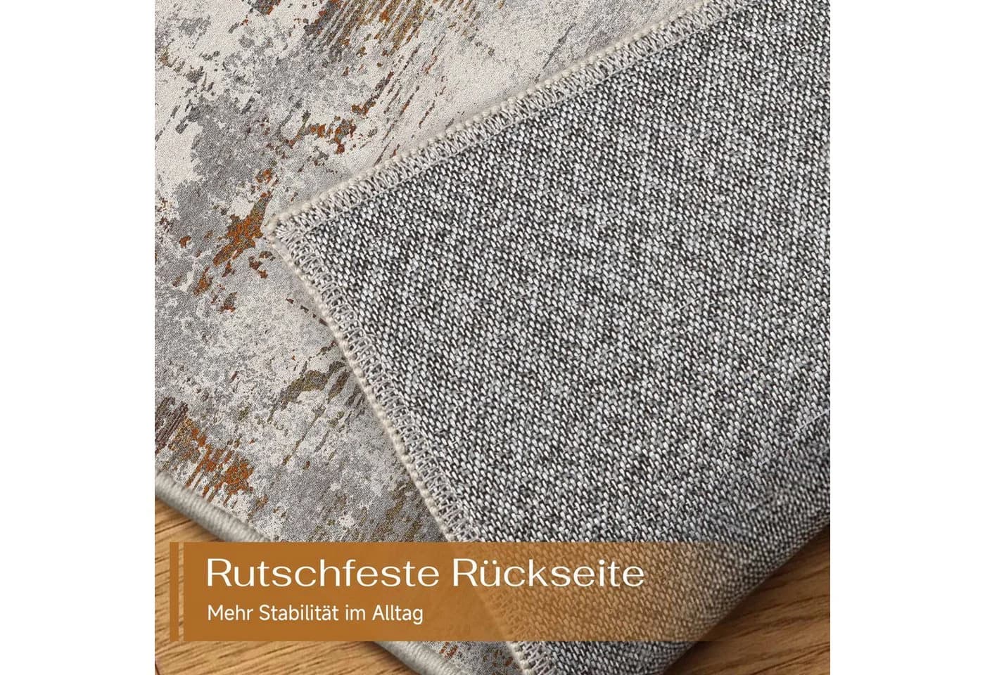 PURECOZY Teppich Braun Abstrakt Stil Rutschfest Mikrofaser - Bild 5