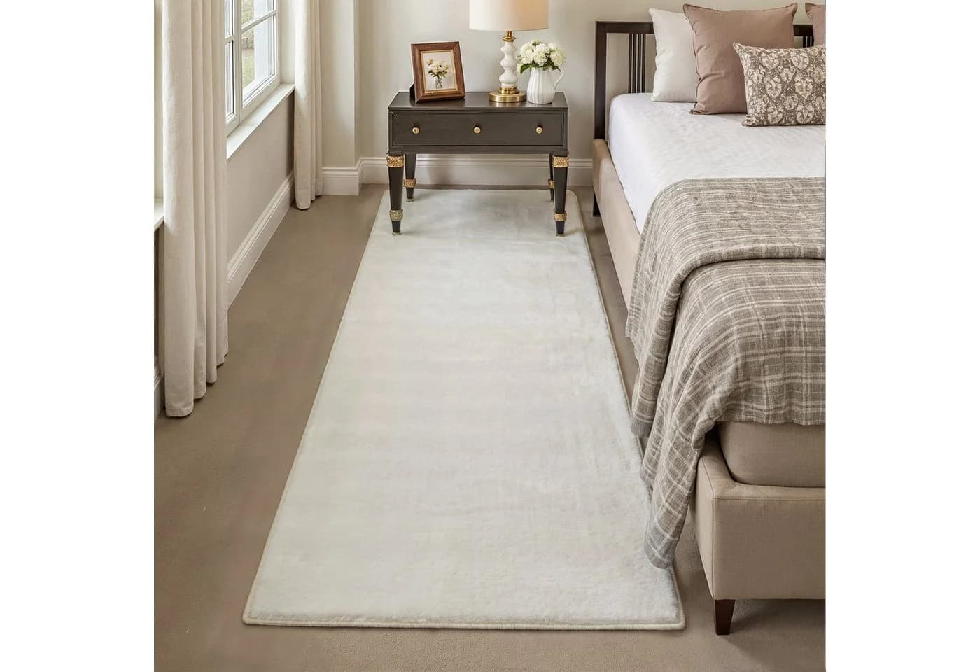 PURECOZY Teppich Kurzflor Beige Grau Rosa Scandi-Look