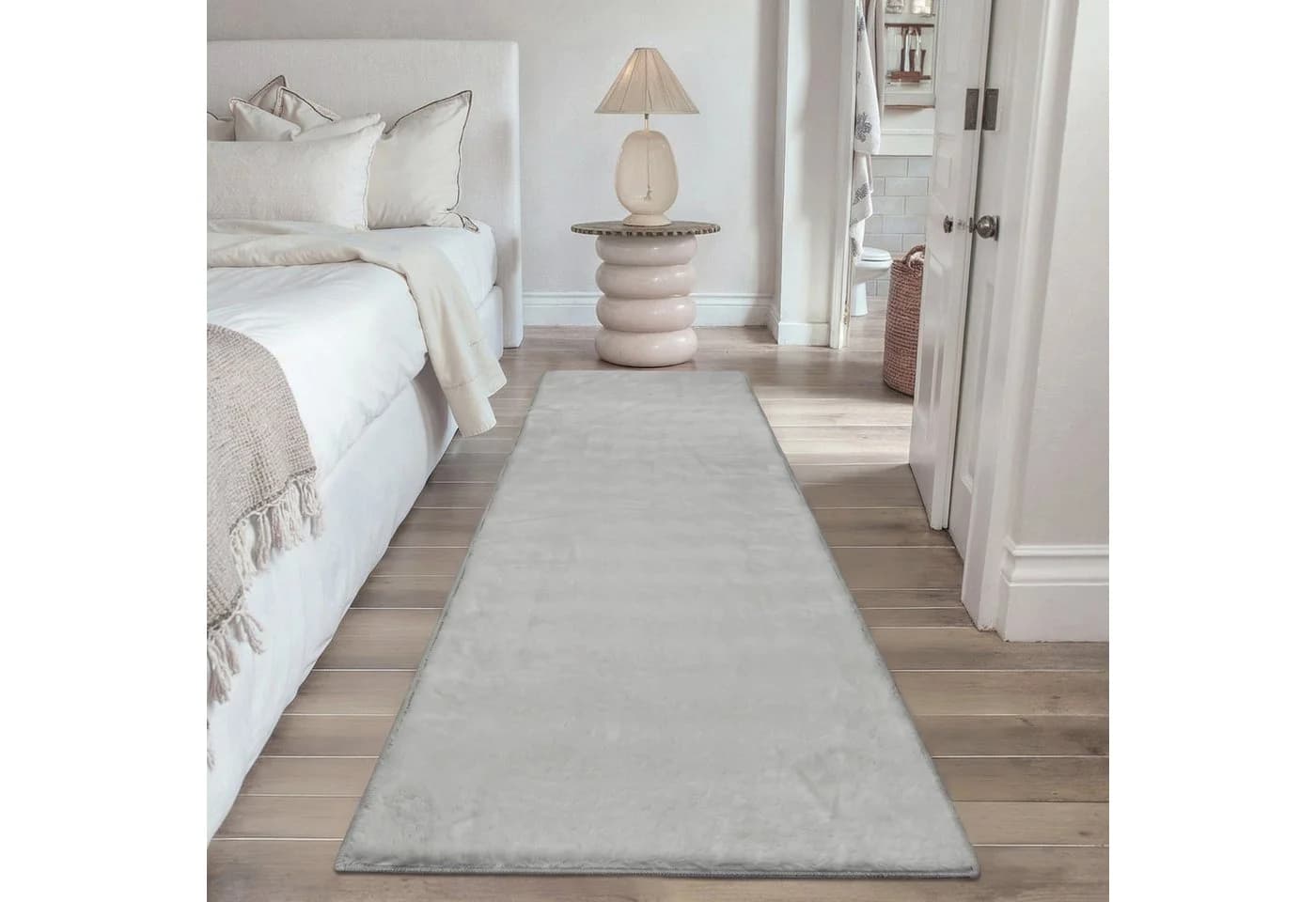 PURECOZY Teppich Kurzflor Beige Grau Rosa Mikrofaser