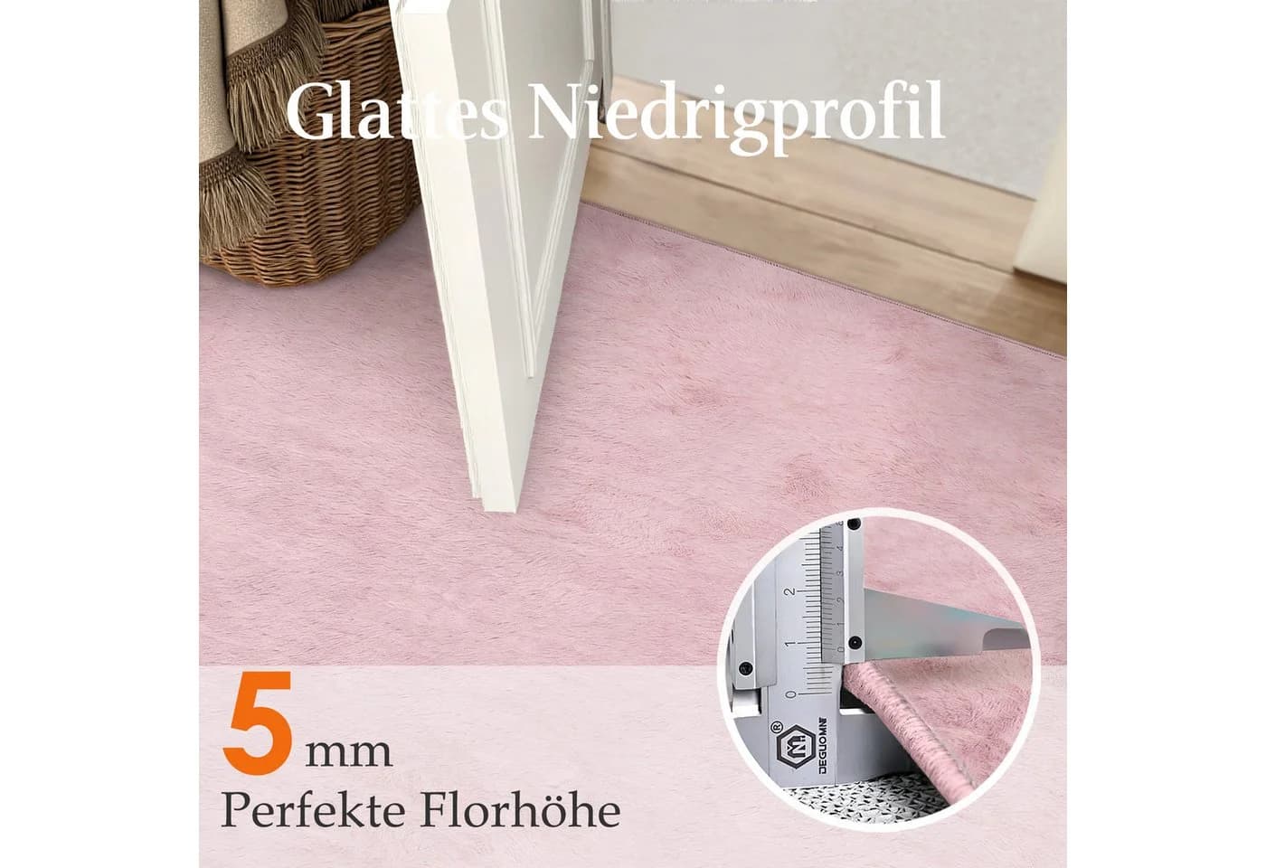 PURECOZY Kurzflor Teppich Scandi-Look Beige Grau Rosa - Bild 3