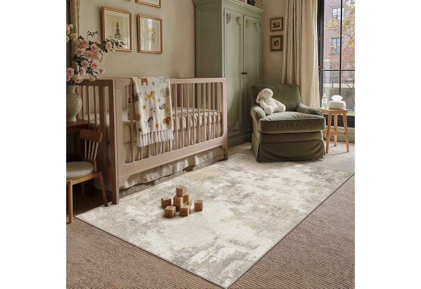 PURECOZY Teppich Kurzflor Beige Braun Grau Modern Abstrakt