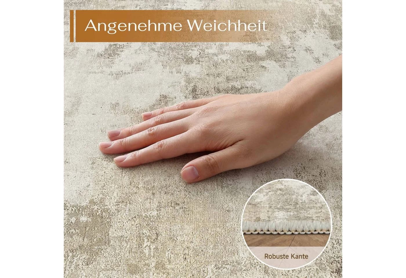 PURECOZY Teppich Kurzflor Beige Braun Grau Modern Abstrakt - Bild 3