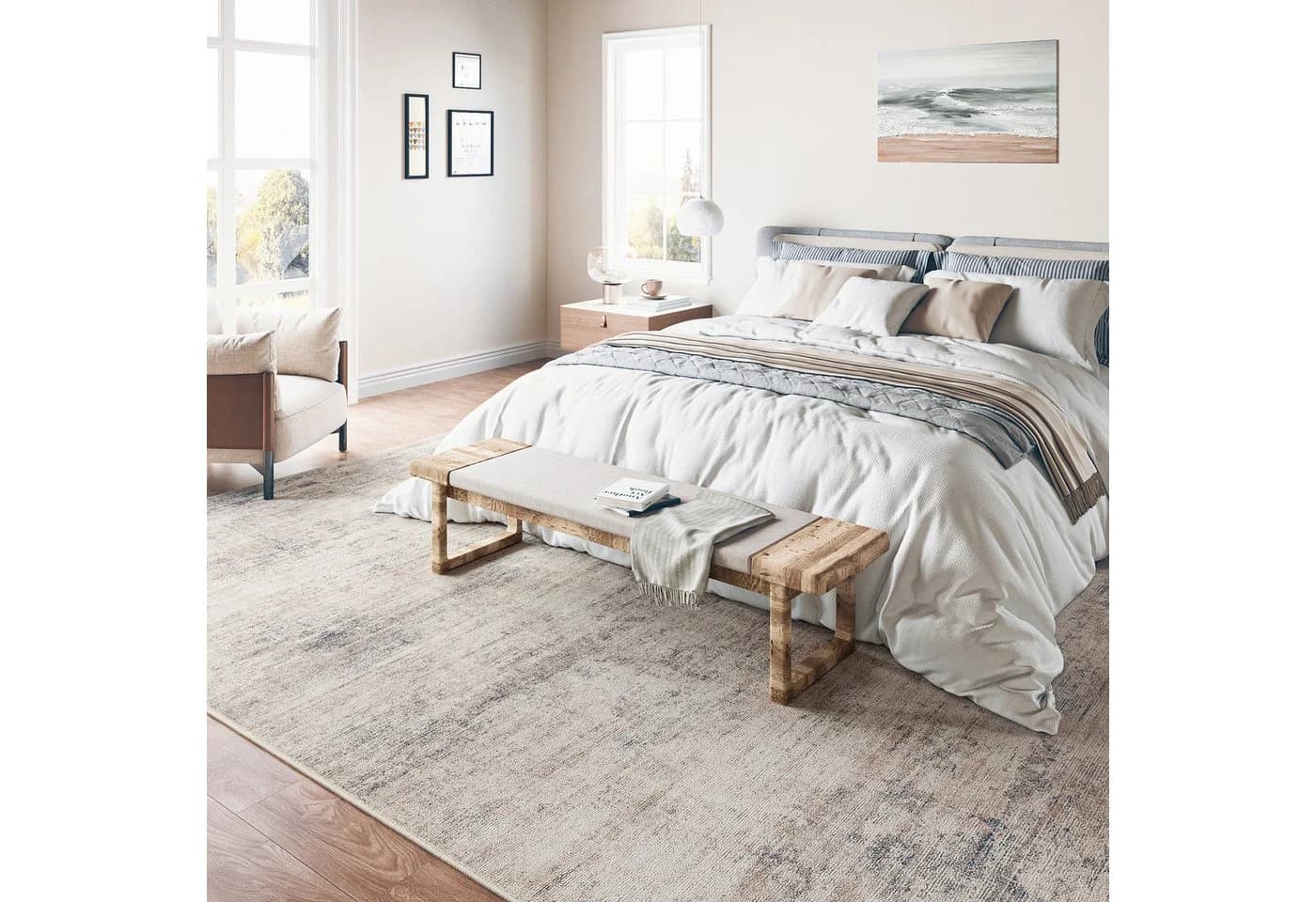 PURECOZY Teppich Kurzflor Beige Braun-Schwarz Abstrakt Scandi-Look - Bild 5