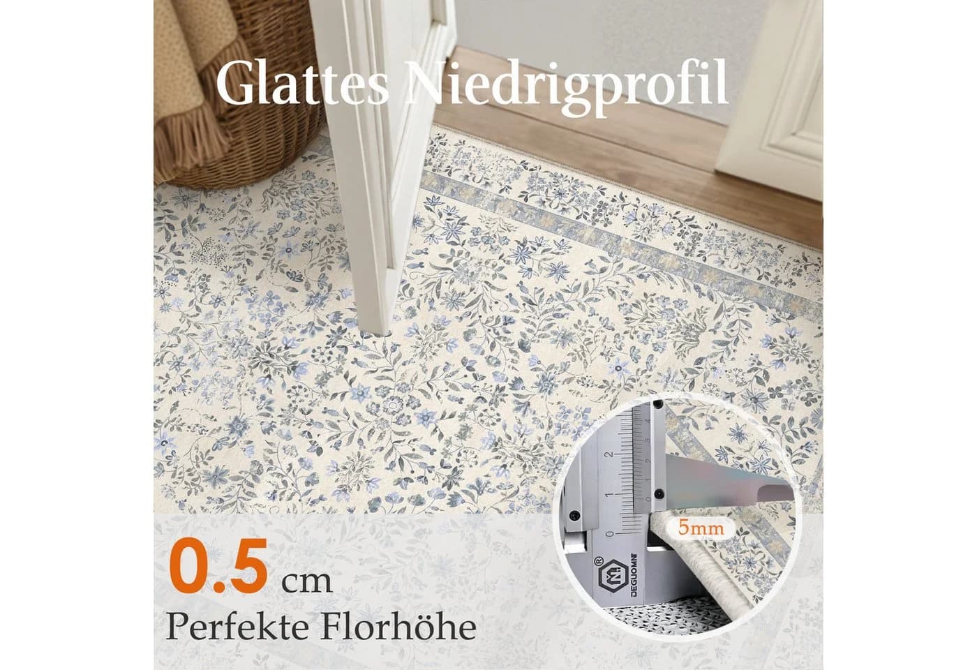 PURECOZY Teppich Rosa Kurzflor Weich Waschbar