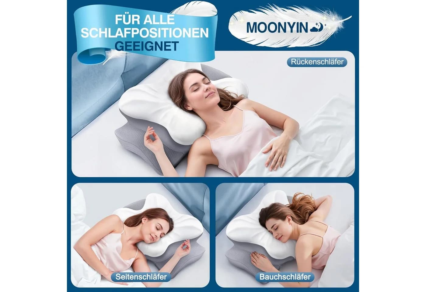 Ophy Nackenkissen Ergonomisch Memory-Schaum Weiß