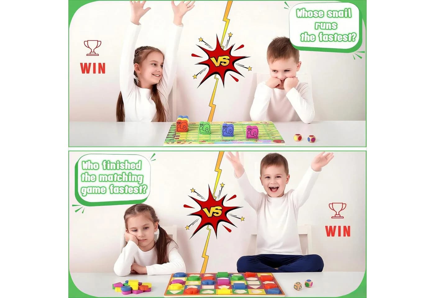 Ophy Lernspielzeug 2-in-1 Brettspiel Schneckenrennen Montessori Holz - Bild 3