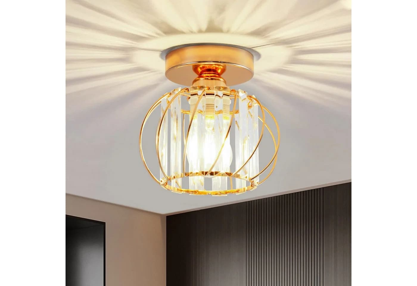 Ophy Kristall-Deckenleuchte Gold E27 Modern - Bild 2