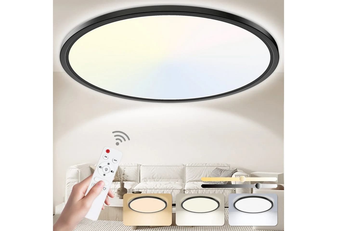 Ophy LED Deckenleuchte Ultraflach Dimmbar Schwarz 30 cm - Bild 2