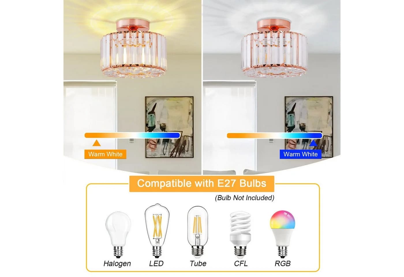 Ophy LED Deckenleuchte Kristall-Kronleuchter Gold/Rosa E27