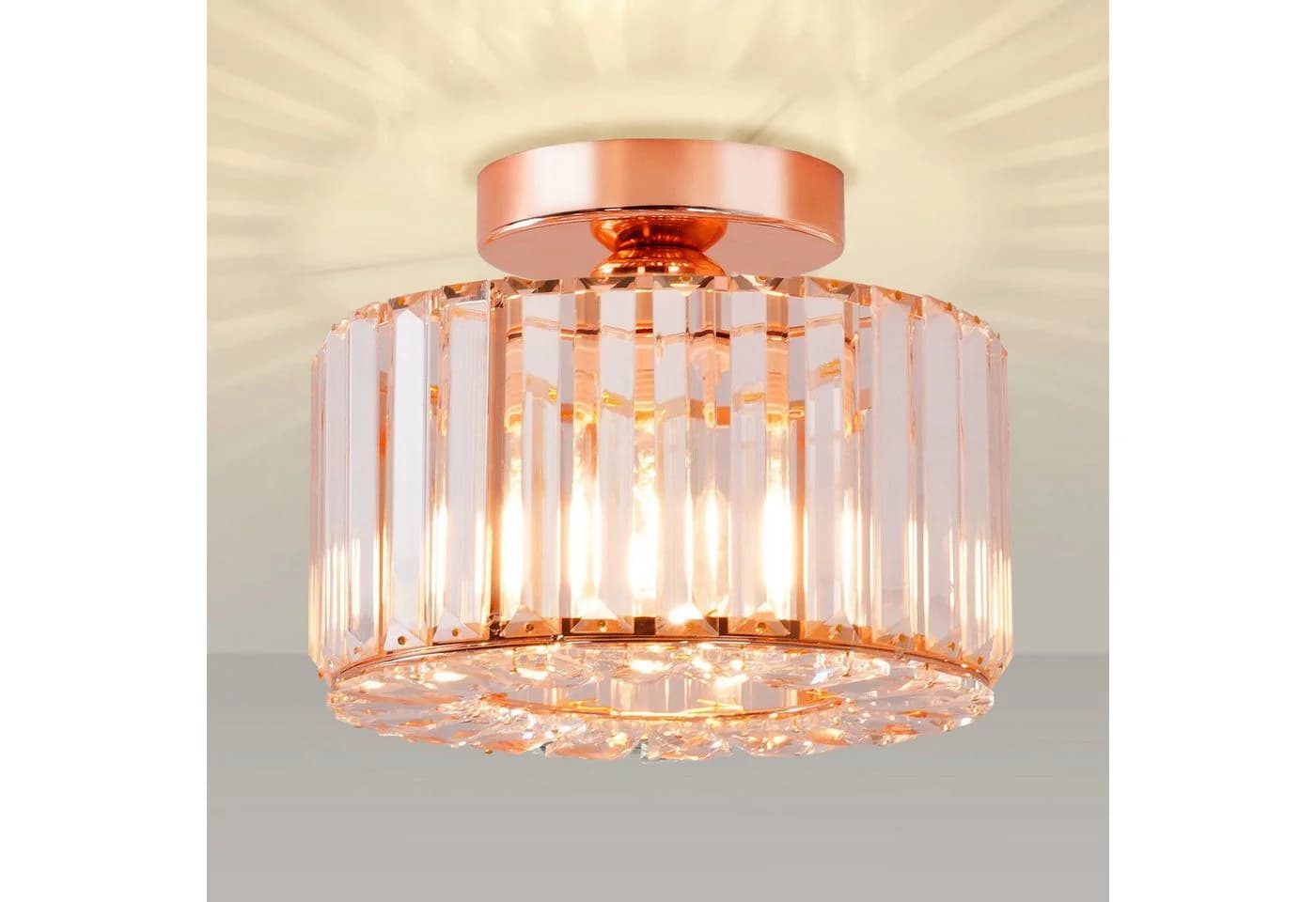 Ophy LED Deckenleuchte Kristall-Kronleuchter Gold/Rosa E27 - Bild 2