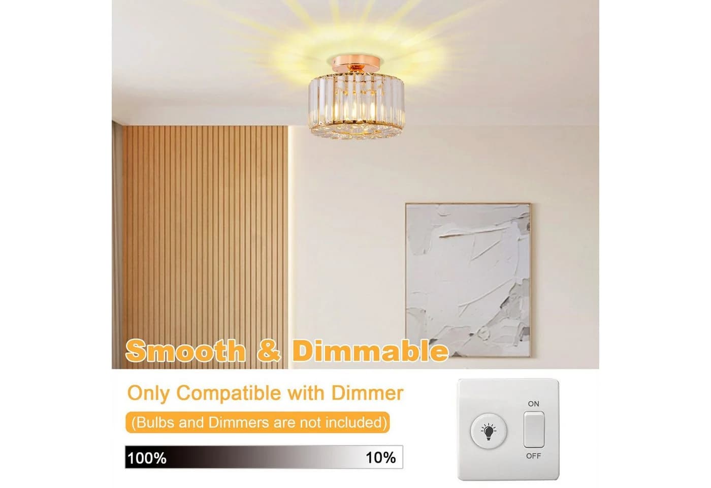 Ophy LED Deckenleuchte Kristall-Kronleuchter Gold E27 - Bild 4