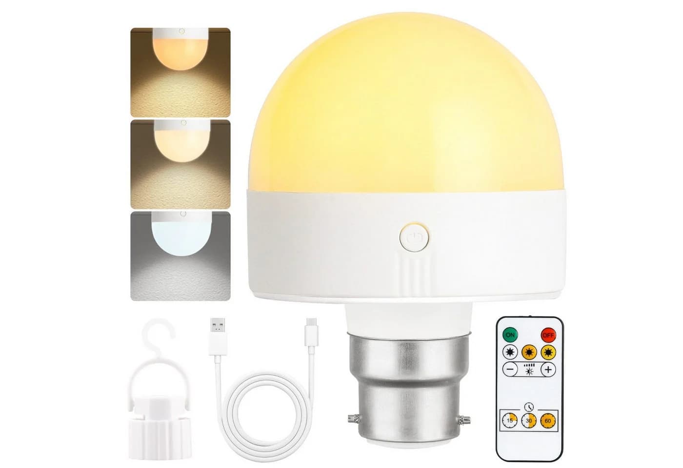Ophy Wiederaufladbare LED-Glühbirne B22 mit Magnetsockel & Fernbedienung - Bild 2