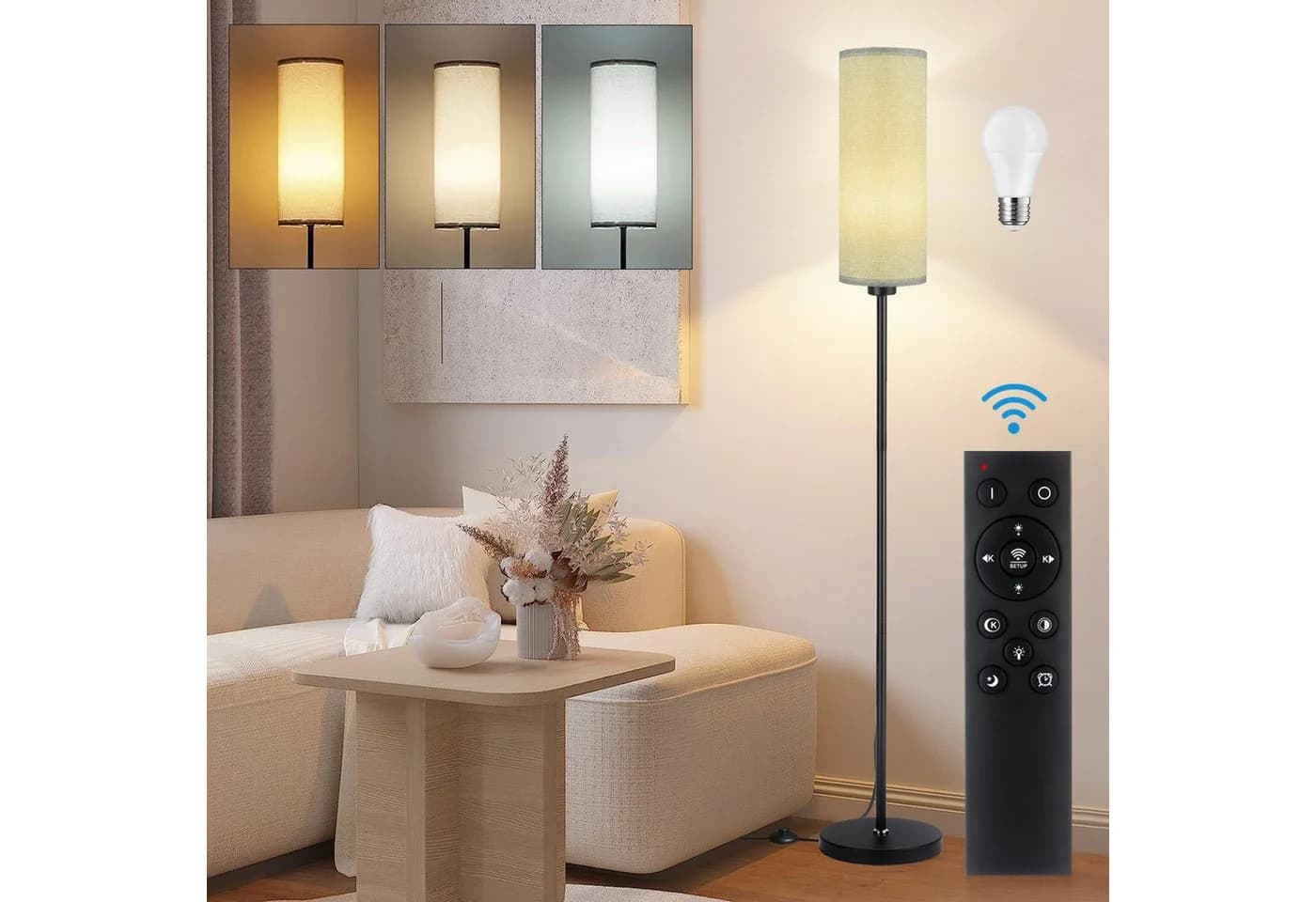 Ophy Stehlampe Modern Dimmbar mit Fernbedienung & LED