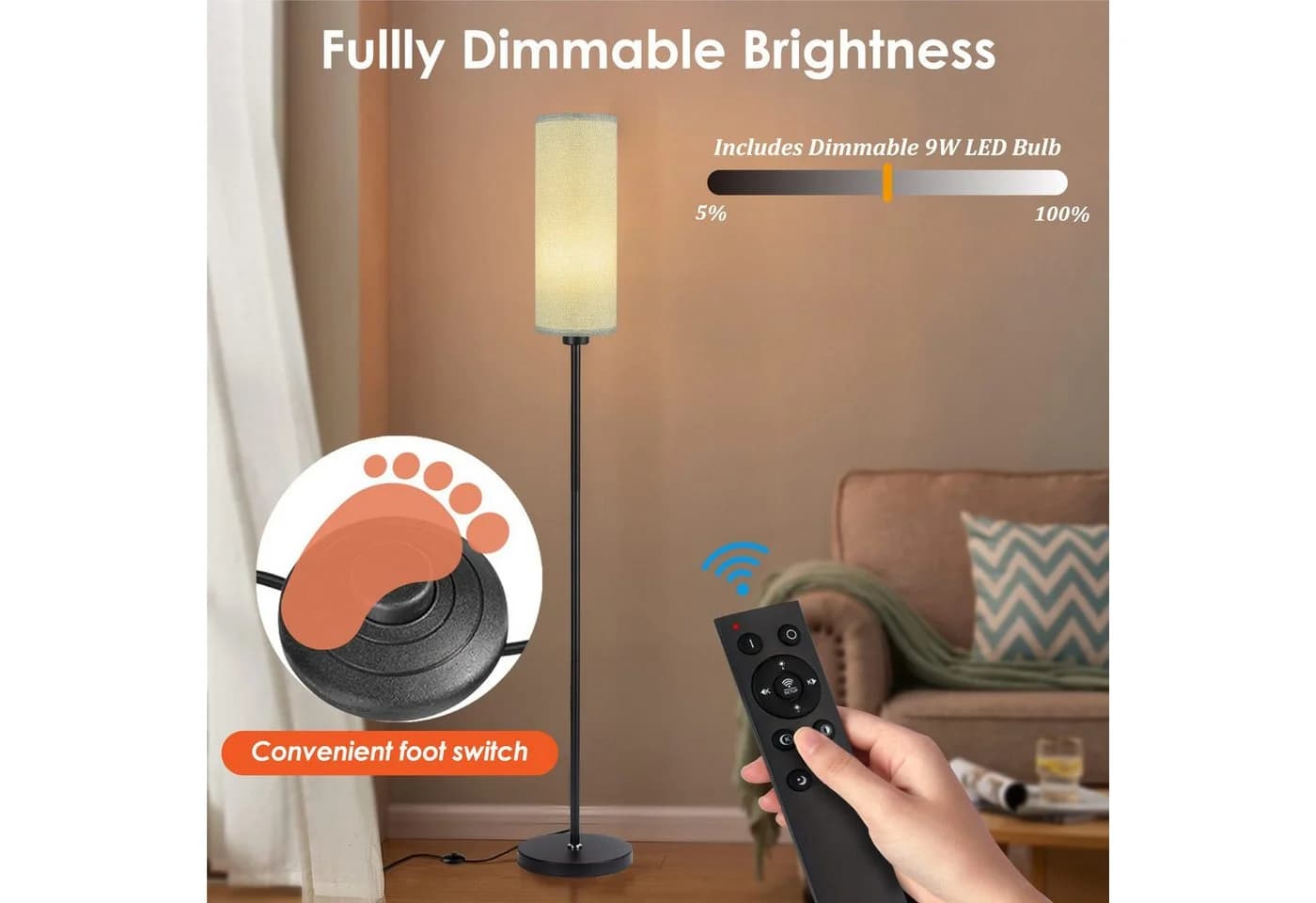 Ophy Stehlampe Modern Dimmbar mit Fernbedienung & LED - Bild 5