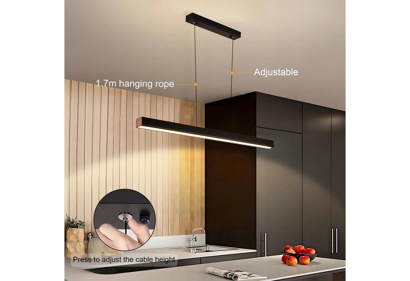Ophy LED Pendelleuchte Dimmbar mit Fernbedienung Schwarz - Bild 3
