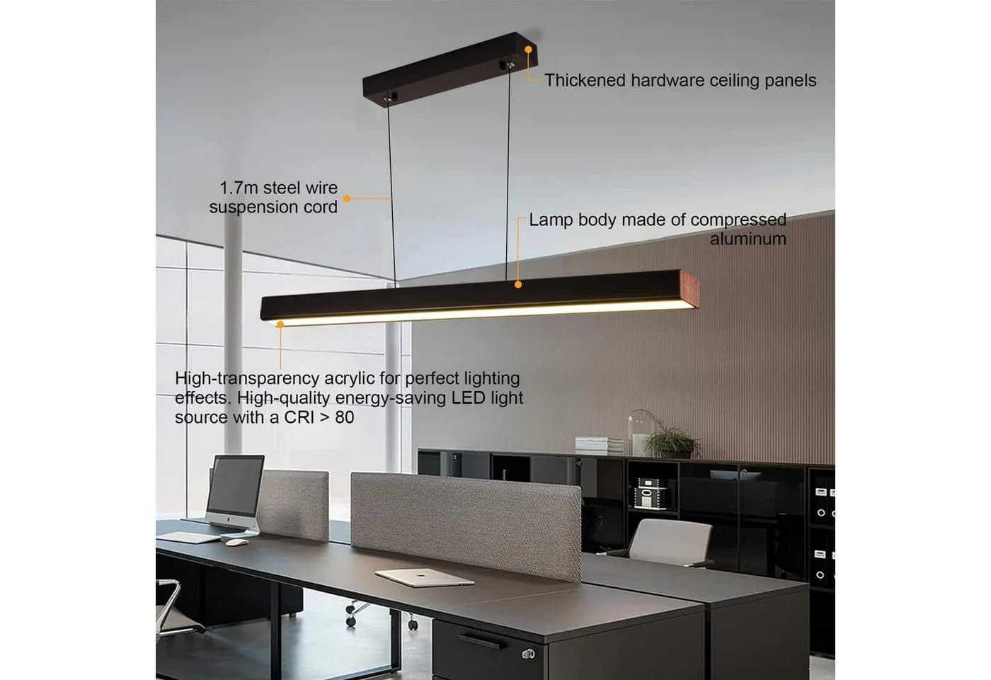 Ophy LED Pendelleuchte Dimmbar mit Fernbedienung Schwarz - Bild 5