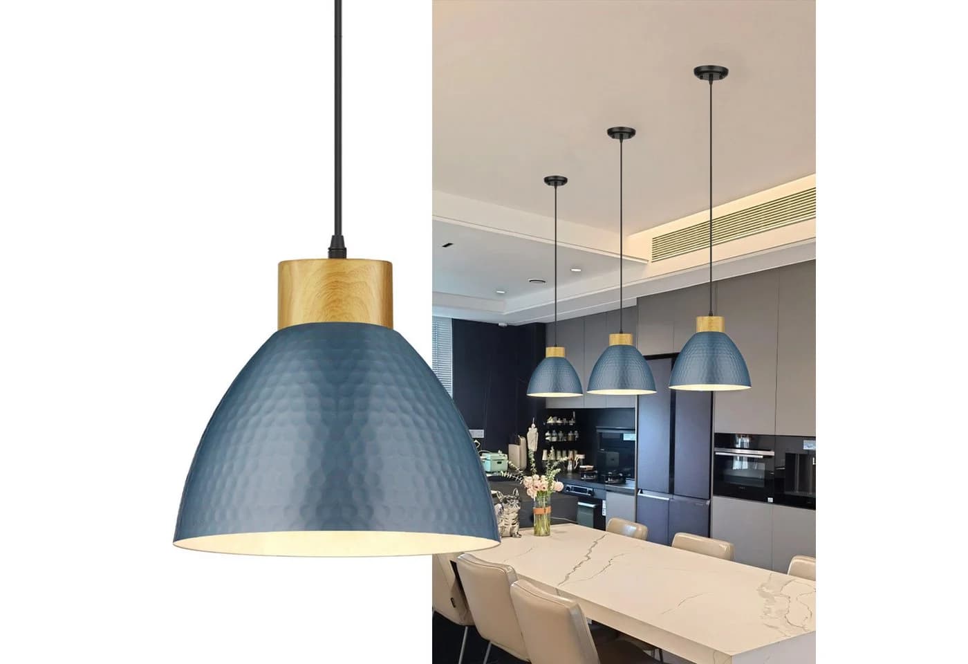 Ophy Pendelleuchte Höhenverstellbar Dimmbar Holzoptik - Bild 2