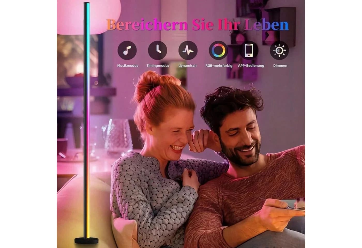 Ophy LED Stehlampe 120 cm RGB dimmbar mit App & Fernbedienung - Bild 4