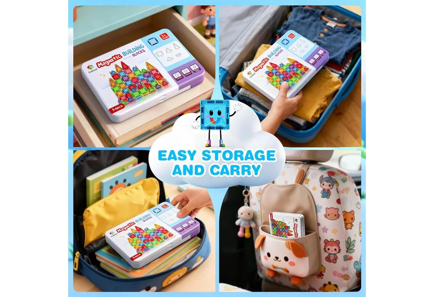 Ophy 54-teiliges Mini-Magnetbausteine-Set – Reiseset mit Magnetspielzeug