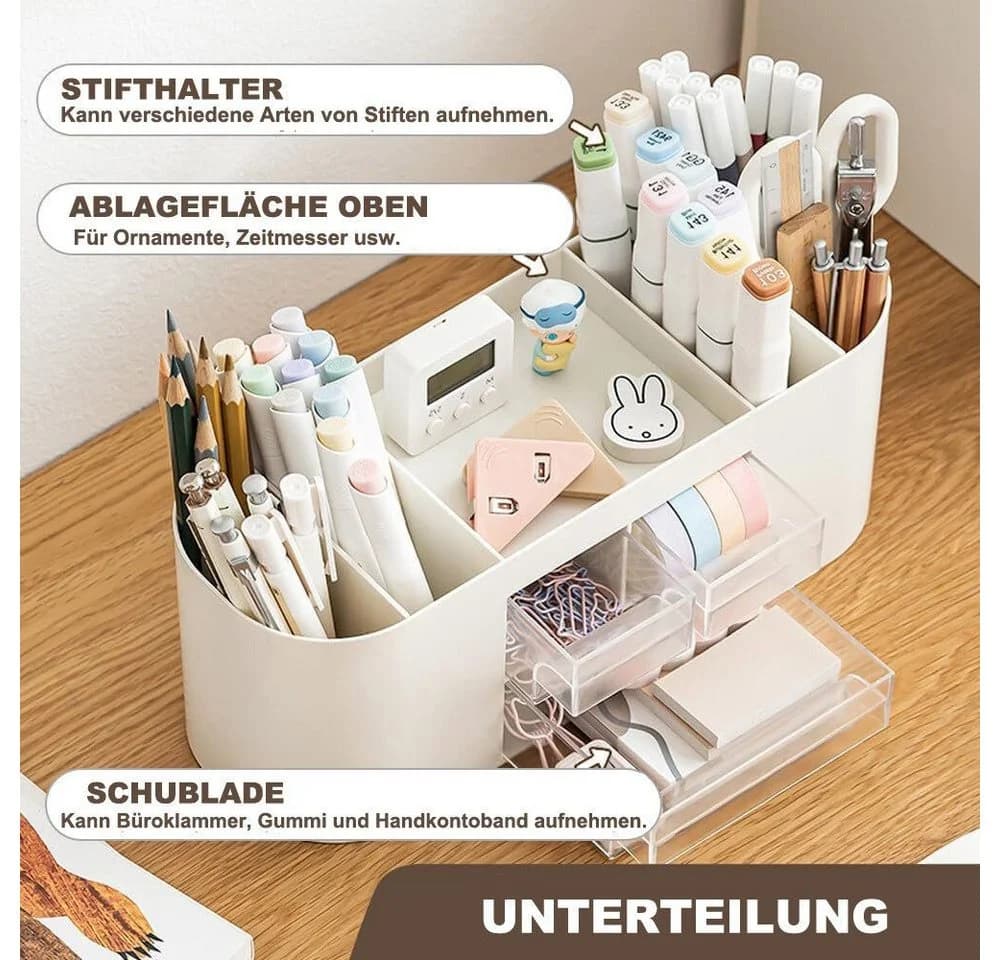 Ophy Schreibtischorganizer 10 Fächer & Doppelschicht Transparent Weiß - Bild 4
