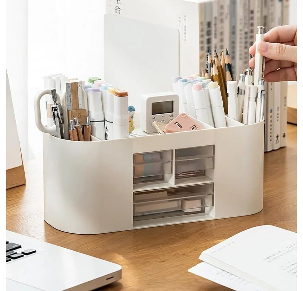 Ophy Schreibtischorganizer 10 Fächer & Doppelschicht Transparent Weiß - Bild 5