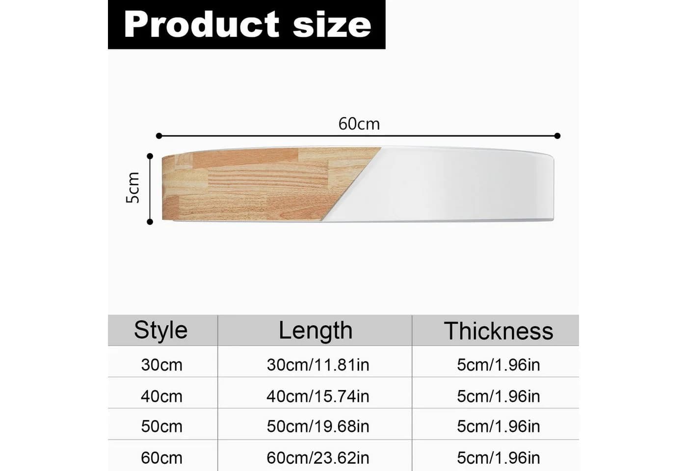 Ophy LED Deckenleuchte Rund 60cm Holz-Optik IP54 - Bild 3