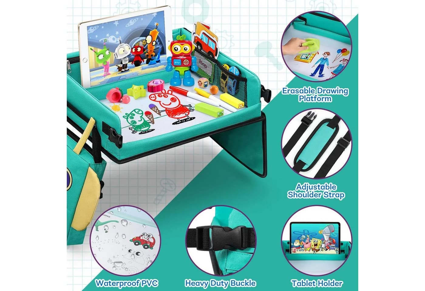 Ophy Kinder Reisetisch 2-in-1 mit Roboter-Rucksack & Zubehör - Bild 4
