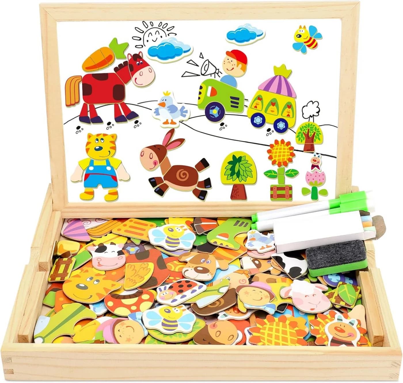 Ophy Rahmenpuzzle Magnetisches Holzpuzzle 100 Teile Bunt - Bild 2