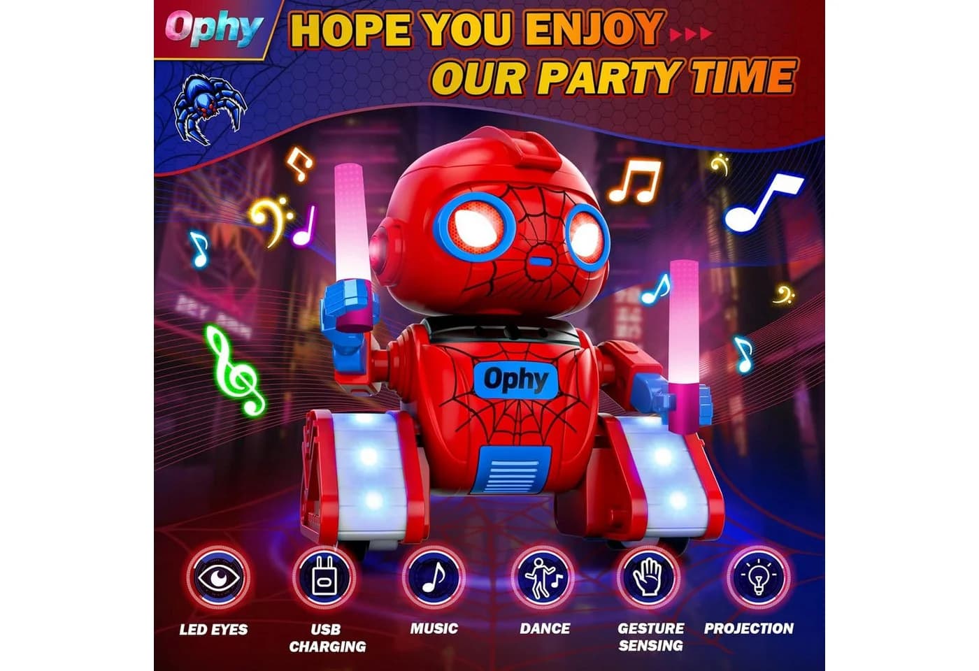 Ophy RC-Spider-Roboter für Kinder – wiederaufladbar, rot - Bild 4