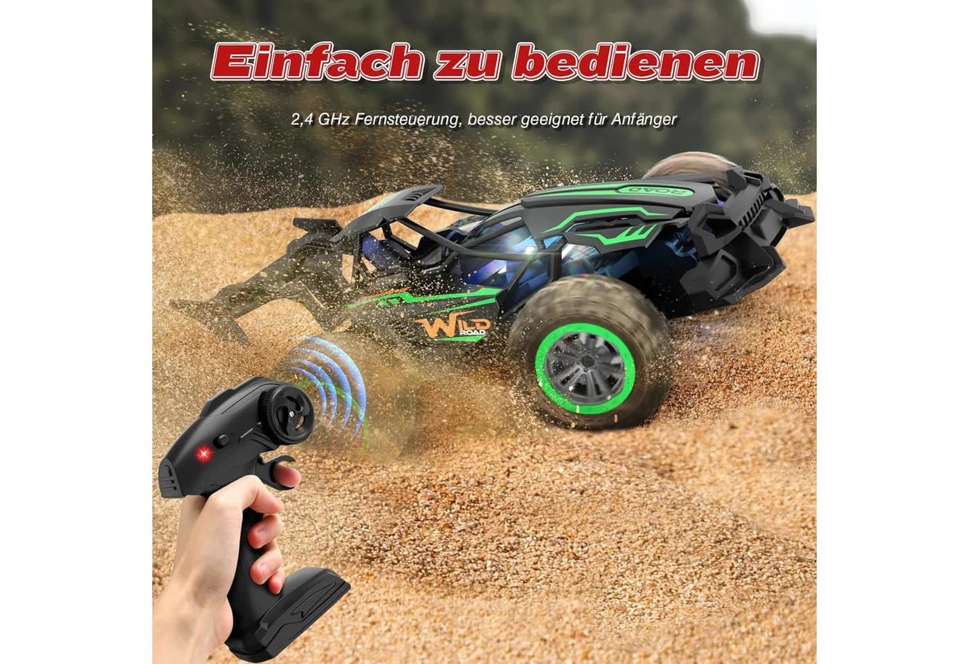 Ophy RC-Auto 2,4 GHz 2WD Geländewagen Grün mit LED - Bild 3