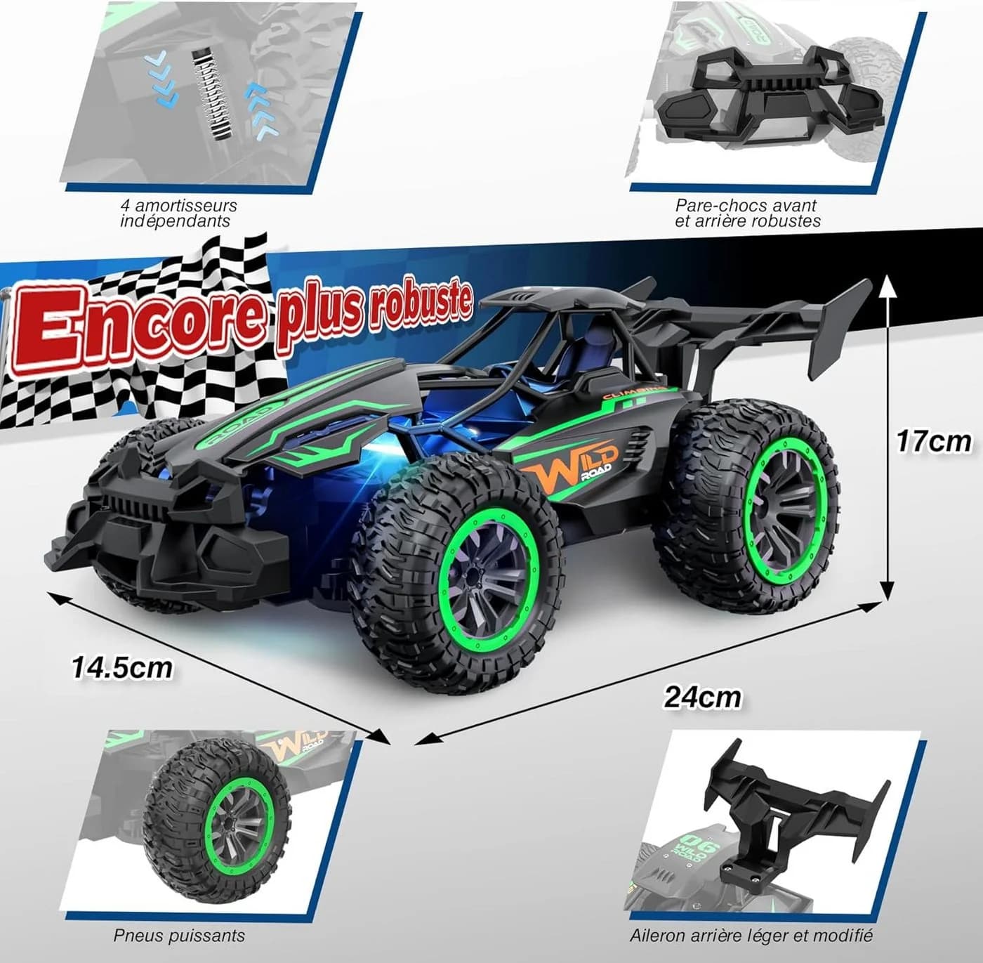Ophy RC-Auto 2,4 GHz 2WD Geländewagen Grün mit LED - Bild 4