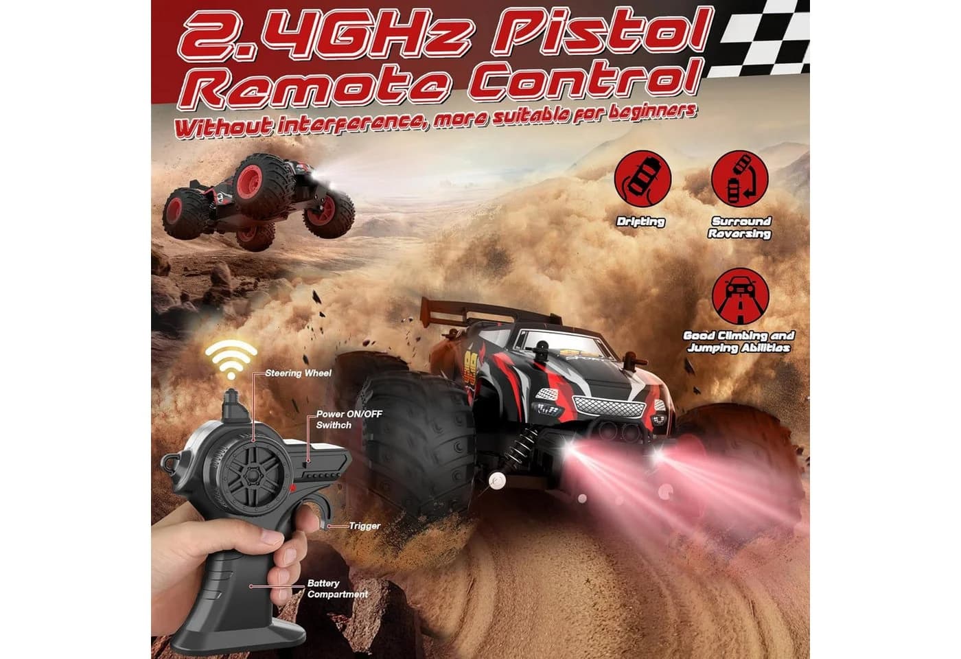 Ophy RC-Auto Ferngesteuert 25 km/h Rot 2WD Off-Road