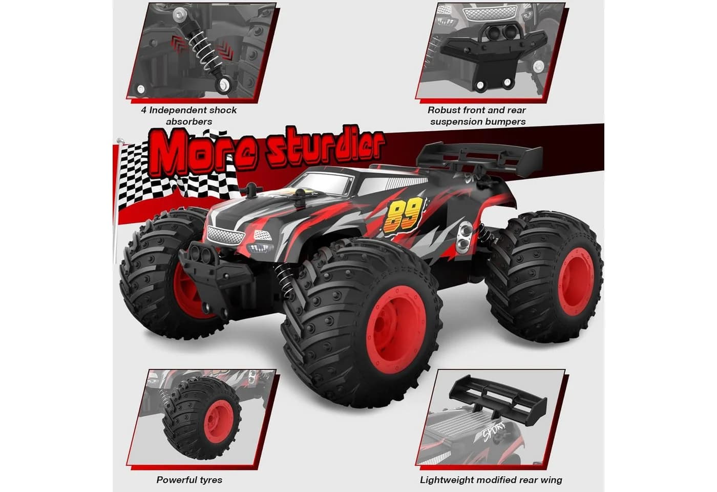 Ophy RC-Auto Ferngesteuert 25 km/h Rot 2WD Off-Road - Bild 4