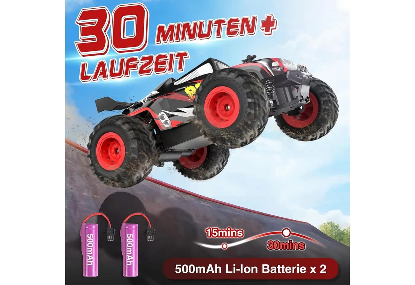 Ophy RC-Auto Ferngesteuert 25 km/h Rot 2WD Off-Road - Bild 5