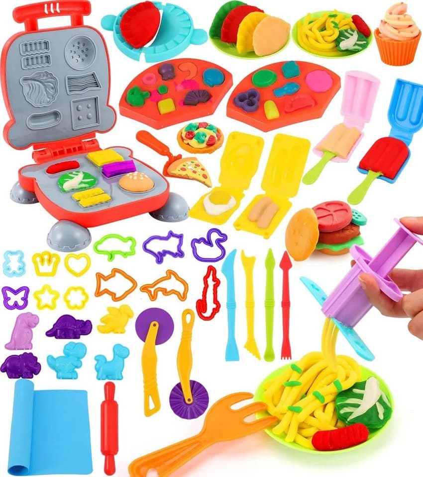 Ophy 48-teiliges Knete Zubehör Set mit Hamburger-Maker & Dinosaurierformen - Bild 2