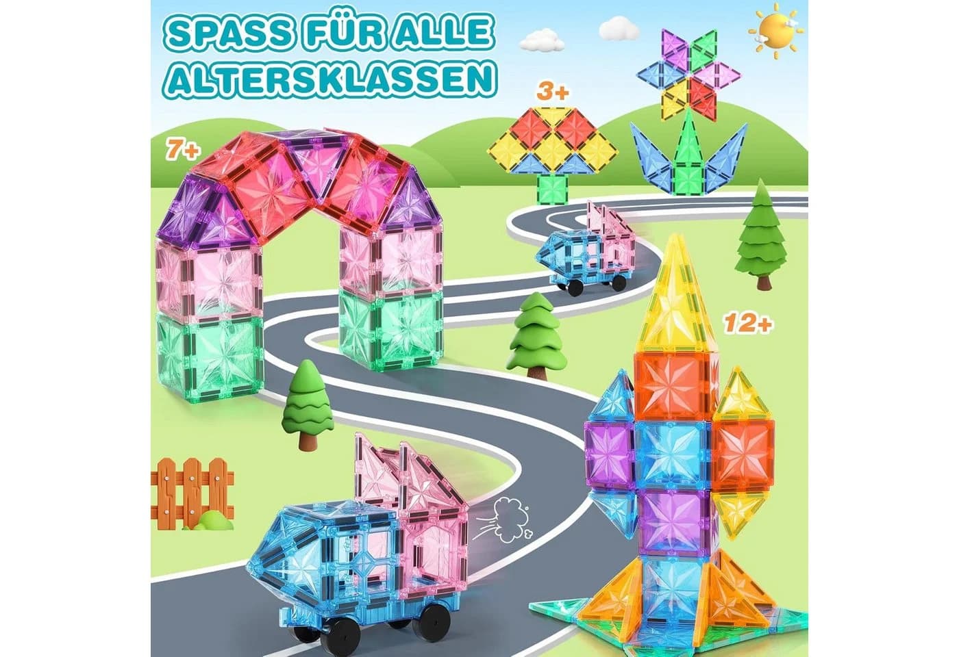Ophy 61-teilige Magnetbausteine Bunt Montessori Lernspielzeug - Bild 4