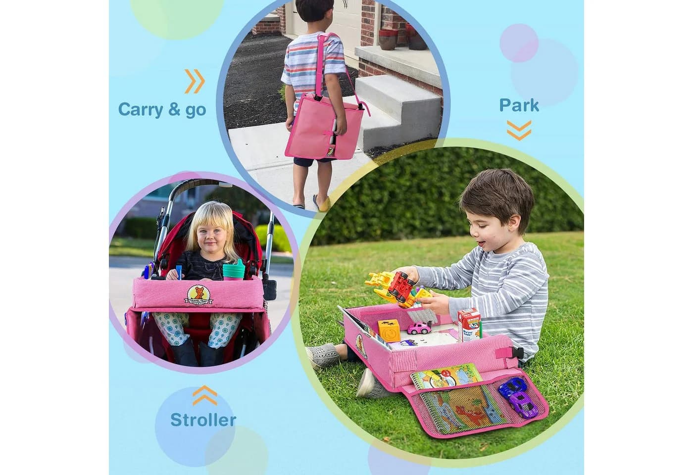 Ophy Kinder Reisetisch mit Zeichenbrett Rosa
