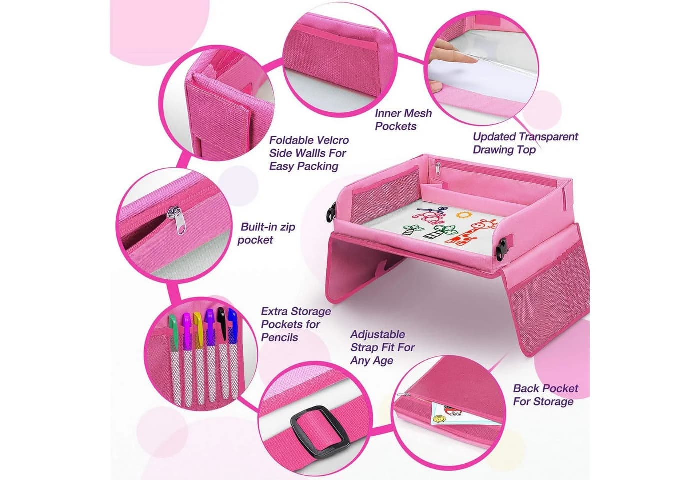 Ophy Kinder Reisetisch mit Zeichenbrett Rosa - Bild 5