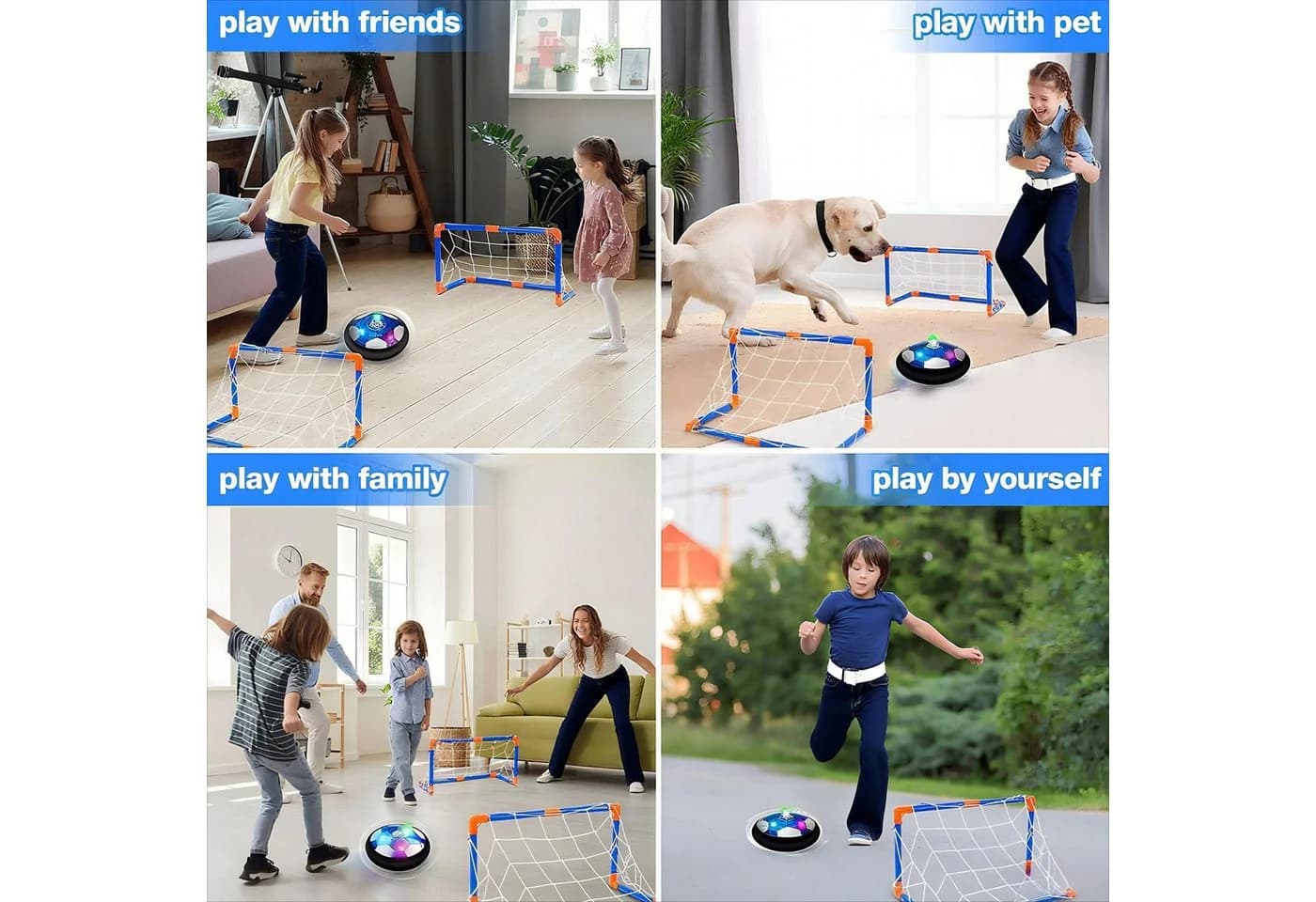 Ophy Air Power Hoverball Fußball-Set mit LED-Leuchten & USB-Aufladung